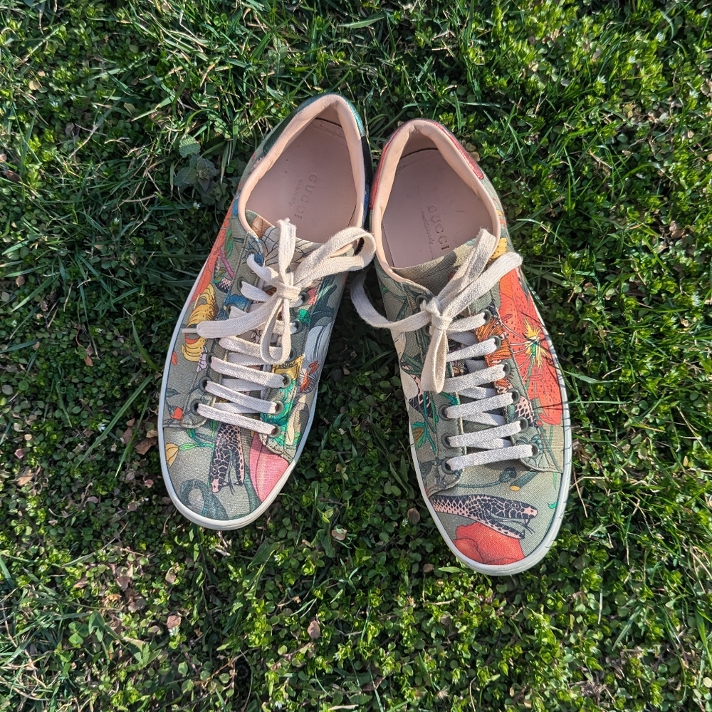 Gucci Flora Serpent Snake Size 38.5 Size 8 Multi Color